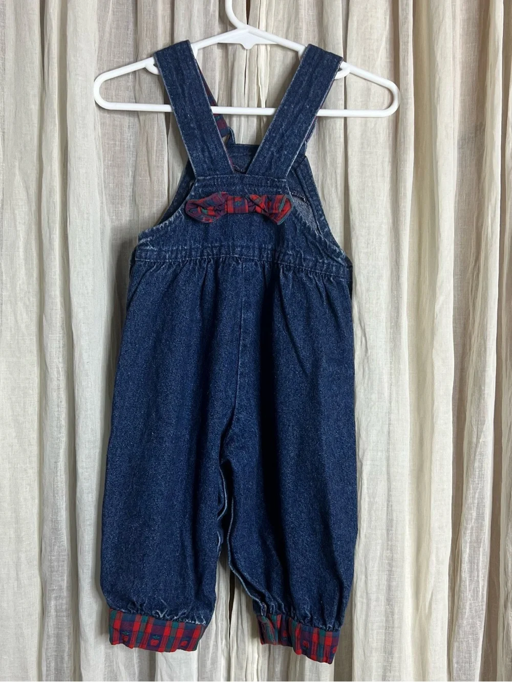 Vintage Osh Kosh B’gosh Denim & Plaid Overalls 12M - Picture 3 of 4